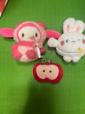 No Boundaries Pink & White Plush Bunny and Chick Keychain Trio